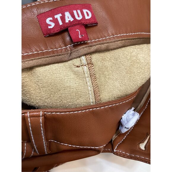 Staud Elliot Brown Faux Leather Pants - Picture 16 of 16